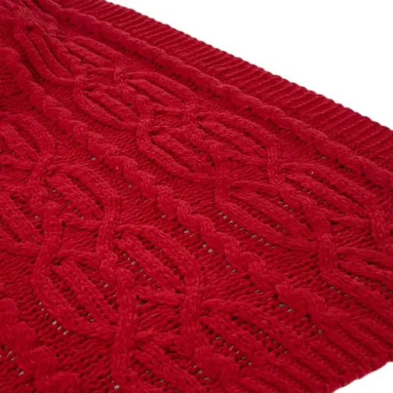 Glitzhome&reg; Knitted Polyester Red Throw Blanket {7}