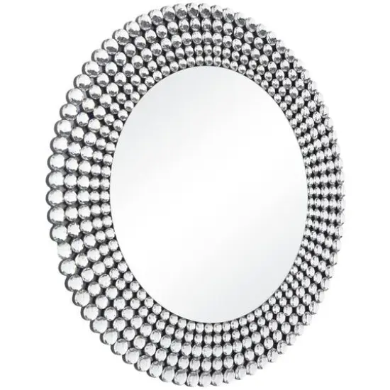 Silver Glass Starburst Wall Mirror with Crystal Embellishment 36" x 1" x 36" {3}