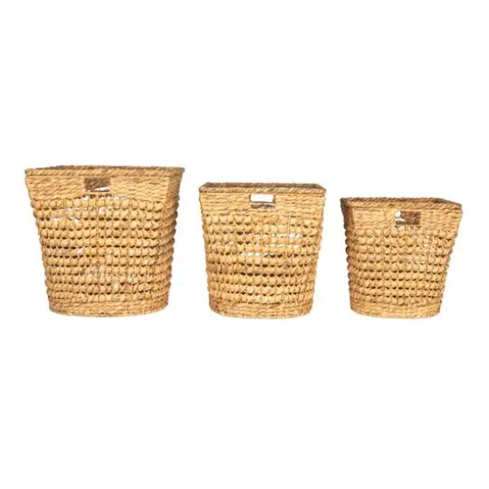 Hello Honey&reg; Natural Handwoven Water Hyacinth & Metal Nesting Basket Set {6}