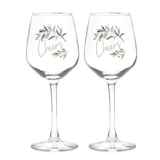 12oz. Greenery Wine Glass Set {1}