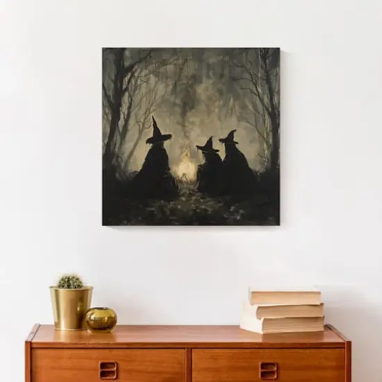 Spooky Witches Circle 16" x 16" Canvas Wall Art {5}
