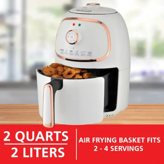 Brentwood White 2qt. 1200 Watt Electric Air Fryer with Timer & Temperature Control {3}