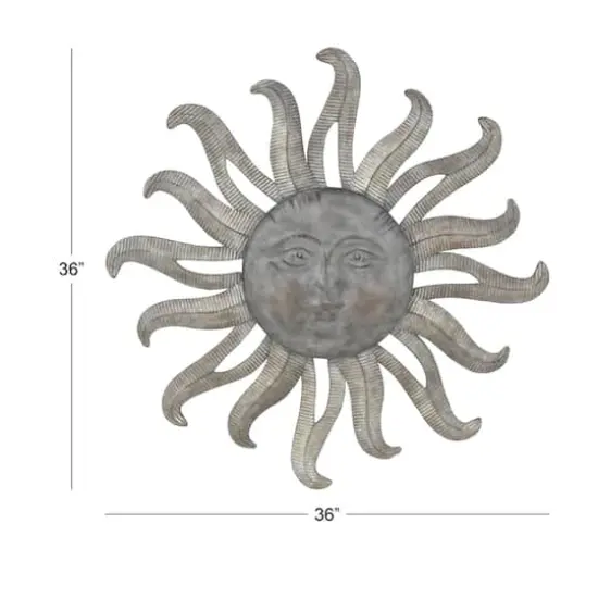 36" Gray Metal Sun Outdoor Wall Accent {6}