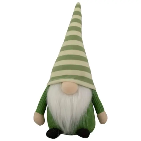 9" Green Striped Hat Boy Springtime Gnome {1}
