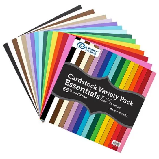 PA Paper&trade; Accents Variety Essentials 12" x 12" 65lb. Cardstock, 72 Sheets {3}