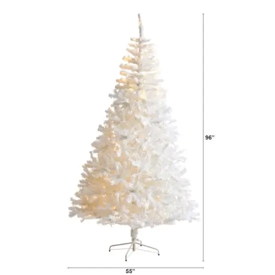 8ft. Pre-Lit White Artificial Christmas Tree, Clear LED Lights {8}