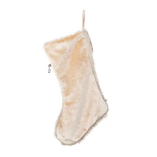 Glitzhome&reg; 21"L Faux Fox Fur Christmas Stocking with Bow {7}