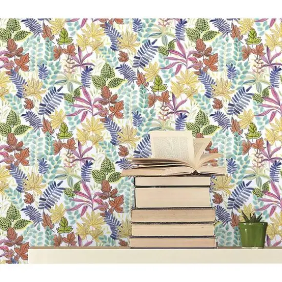 RoomMates Watercolor Tropics Peel & Stick Wallpaper White/Purple {4}