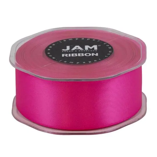 JAM Paper 1.5" x 25yd. Double Faced Satin Ribbon Shocking Pink {6}