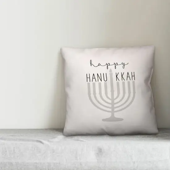 Happy Hanukkah Menorah 18x18 Spun Poly Pillow {4}
