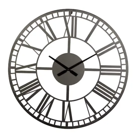 28" Black Metal Contemporary Wall Clock {1}