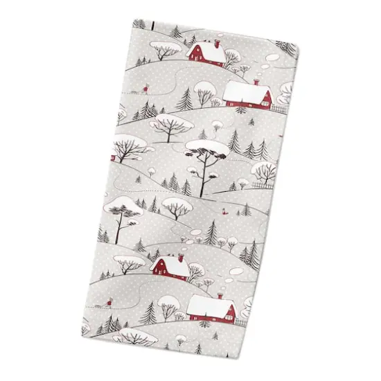 Snowy Village 10x10 Cotton Twill Napkin {3}