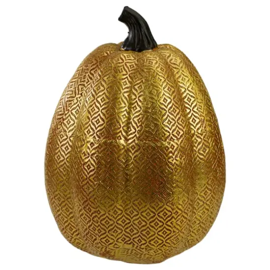 Orange & Gold Diamond Patterned Halloween Pumpkin Tabletop Decoration {1}