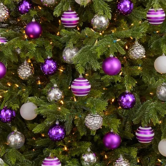 64ct. 3" Purple & Silver Shatterproof Ball Ornaments {5}
