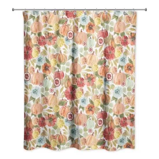 Harvest Watercolor Pumpkins Shower Curtain {1}