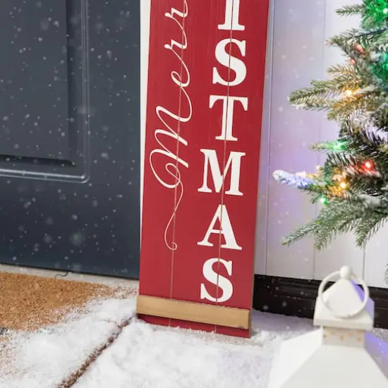 Glitzhome&reg; 42" "Merry Christmas" Wood Barn Porch Sign {7}
