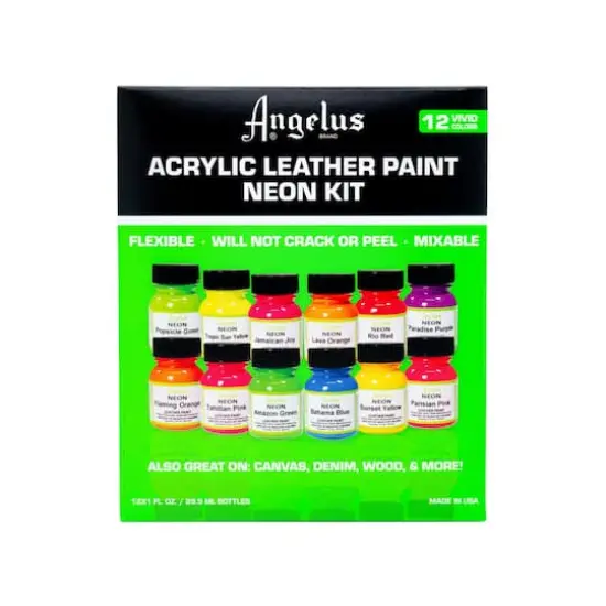Angelus&reg; 12 Color Neon Acrylic Leather Paint Kit {3}