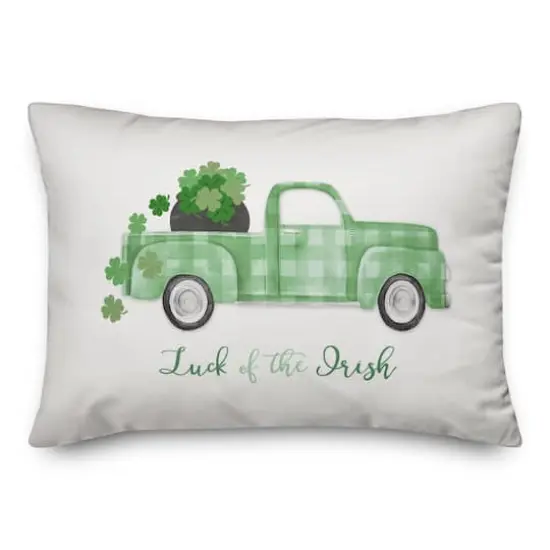 Plaid Green Truck Luck Pillow 14" x 20" Throw Pillow {3}
