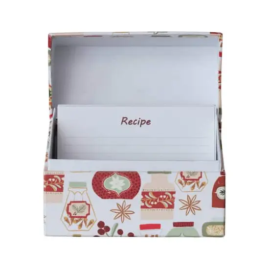 Hello Honey&reg; 5.5" x 4" Holiday Printed Paper Recipe Box with Cards {5}