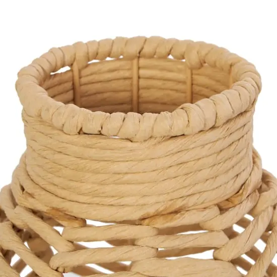 16.25" Natural Brown Chevron Weave Jute Vase {4}