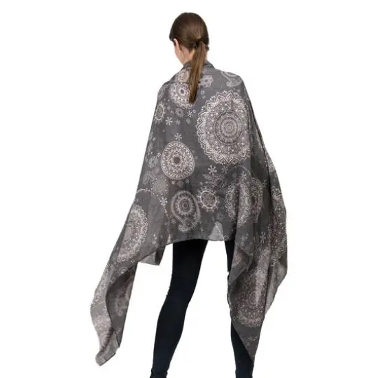 Glitzhome&reg; 80" Gray Paisley Print Scarf with Fringe {6}