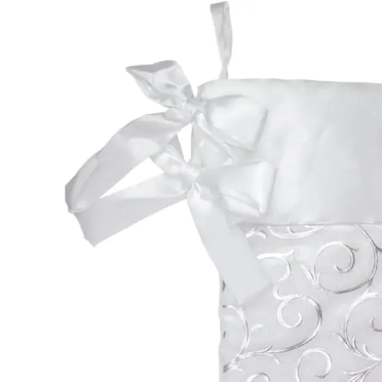 20.5" Silver Filigree Christmas Stocking {6}