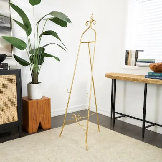 63" Gold Metal Scroll 3-Tier Display Easel {3}