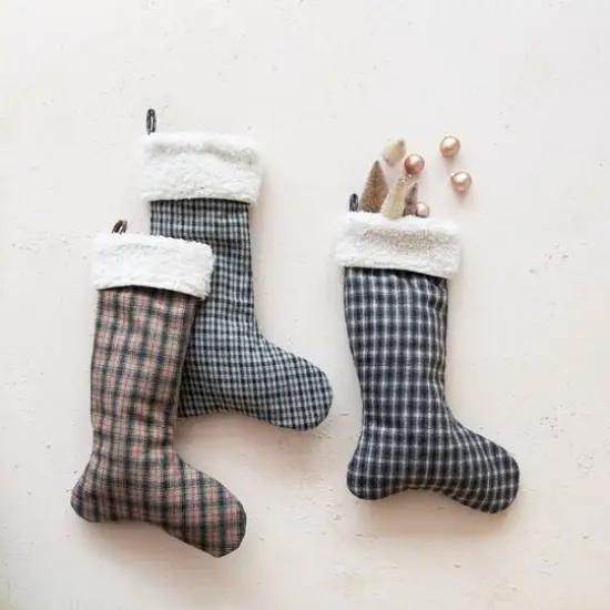 Hello Honey&reg; 20" Woven Wool Blend Stocking with Sherpa Cuff Set {3}