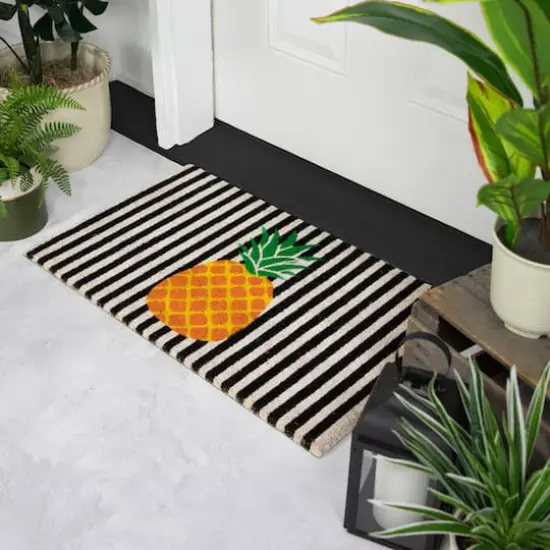 Ivory & Orange Pineapple Striped Doormat {4}