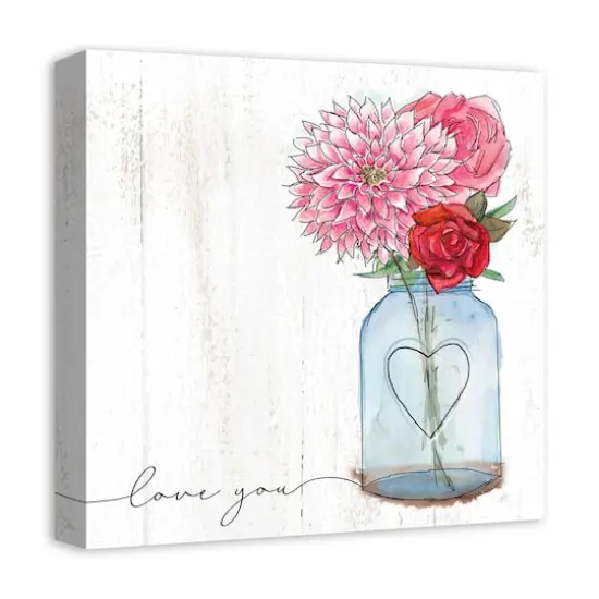 Watercolor Vase Of Flowers Canvas Wall Art {3}