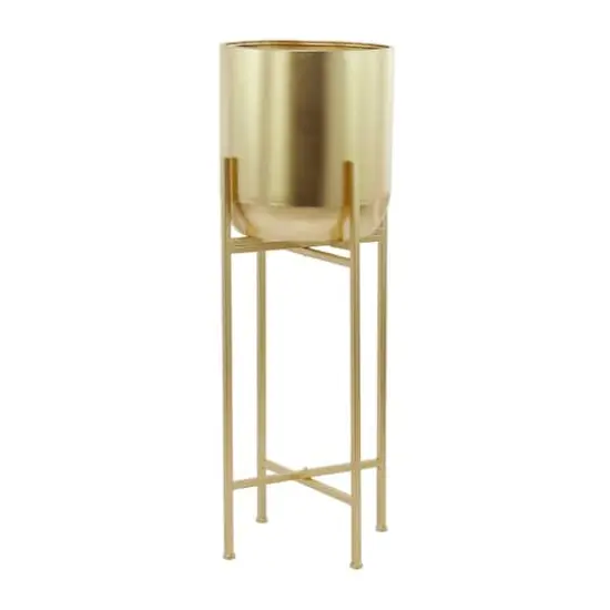 Gold Modern Planter, 13" x 13" x 46" {1}