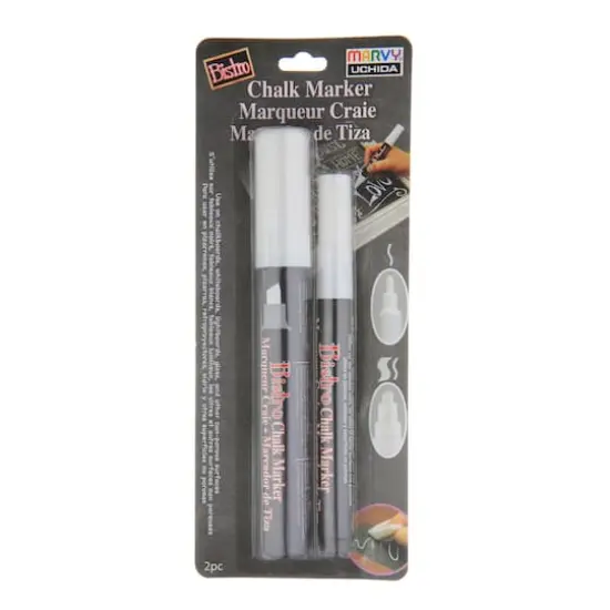 Marvy&reg; Uchida Bistro Fine Point & Chisel Tip White Chalk Marker Set {4}