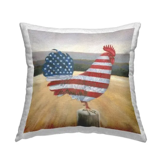 Stupell Industries American Flag Rooster Outdoor Printed Pillow {1}