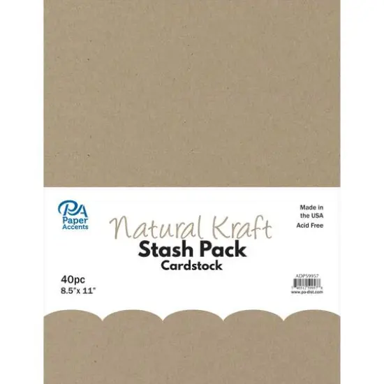 PA Paper™ Accents Natural Kraft Stash Pack 8.5" x 11" Cardstock, 40 sheets {1}