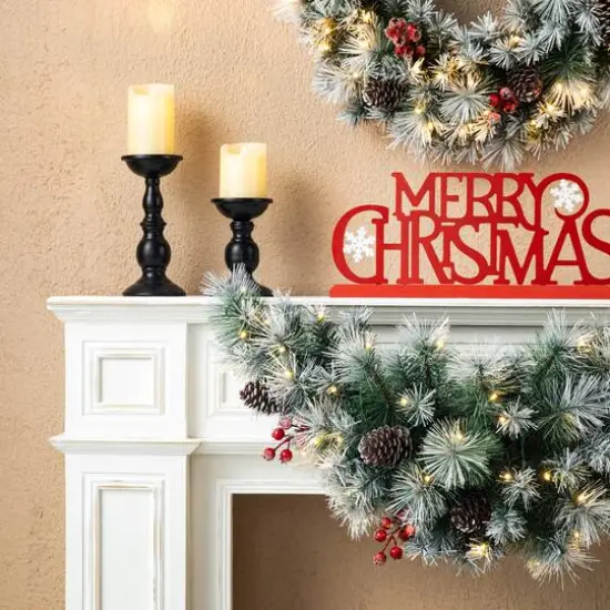 Glitzhome® 3ft, Pre-Lit Pinecones & Berries Artificial Christmas Swag {5}