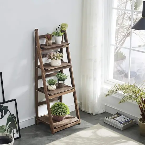 NEX&trade; 44" Brown 4 Tier Foldable Multifunction Plant Shelf Storage Rack {6}