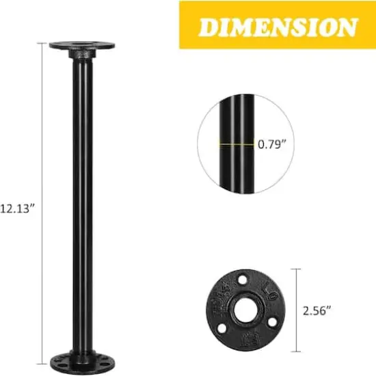 NEX&trade; Black Industrial Pipe Metal Table Legs, 4ct. {3}