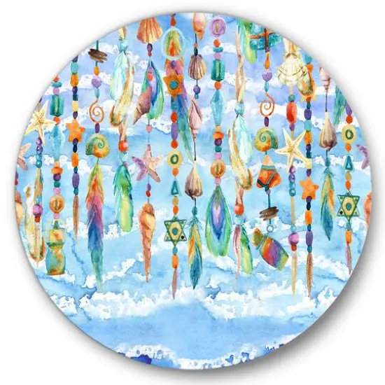 Designart - Jewelry of Sea Shell and Beads - Traditional Metal Circle Wall Art {2}