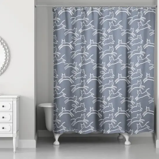 Kitty Shower Curtain Slate {3}