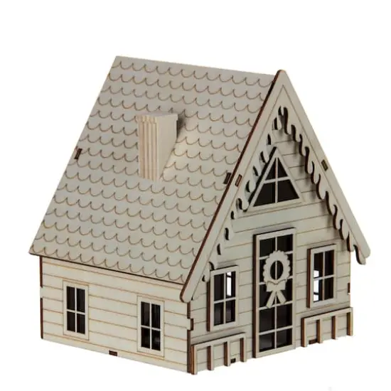 6" Unfinished Winter A-Frame House DIY LED Wood Décor by Make Market® {5}