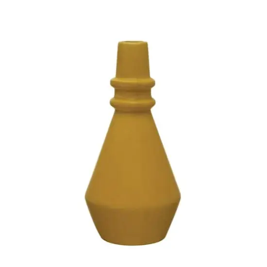 8" Yellow Stoneware Taper Holder {1}