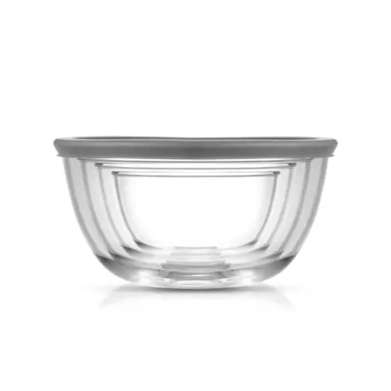 JoyJolt&reg; Glass Mixing Bowls with Lids Set Gray {5}