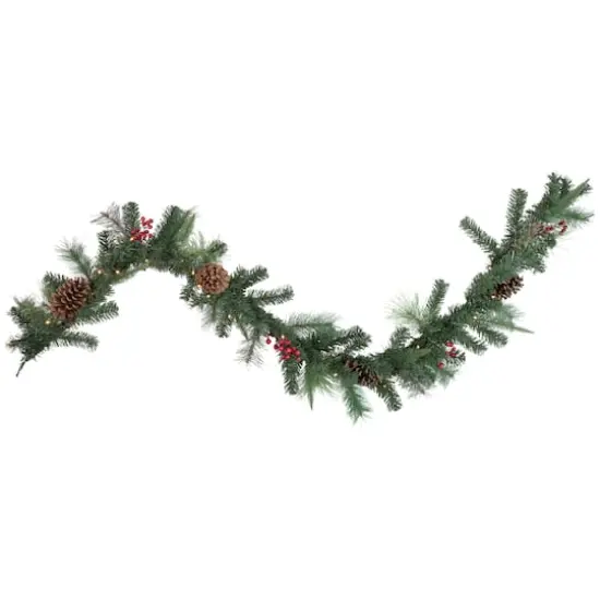 6ft. Pre-Lit Decorated Pine Cone & Berries Christmas Garland {1}