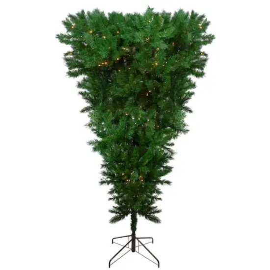 7ft. Pre-Lit Green Sugar Pine Upside Down Artificial Christmas Tree, Clear Lights {1}