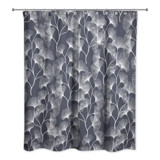 Gingko Shower Curtain Navy {1}
