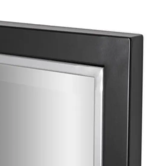 Head West Metal Framed Beveled Edge Rectangular Vanity Wall Mirror Brushed Black and Chrome {5}