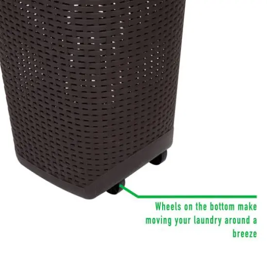 Mind Reader 60L Wheeled Hamper with Cutout Handle Brown {8}