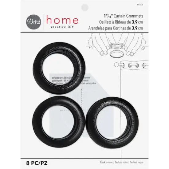 Dritz® Home 1.5" Textured Black Round Curtain Grommets, 8 Sets {1}