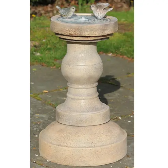24.75" Tan Birds of a Feather LED Outdoor Garden Water Fountain {4}