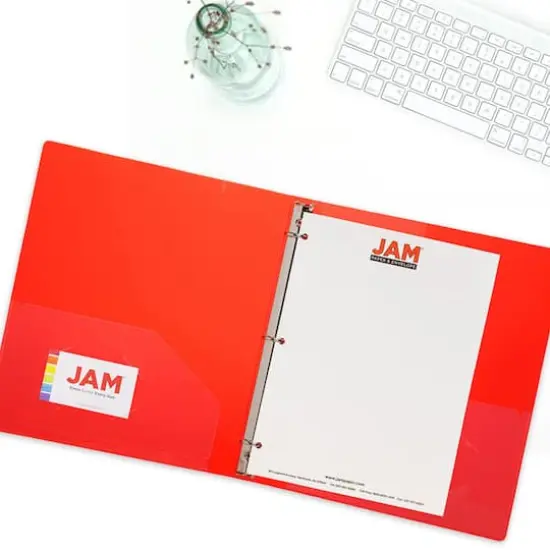 JAM Paper 3/4" Glass Twill Plastic 3-Ring Binders, 4ct. Red {5}